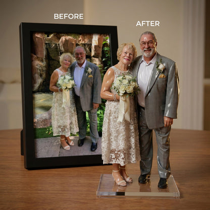 Custom Couple Memorial Figurine From Photo, Personalized 3D Couple Sculpture, Memorial Gift for Husband Wife Family Loved Ones, Remembrance Keepsake