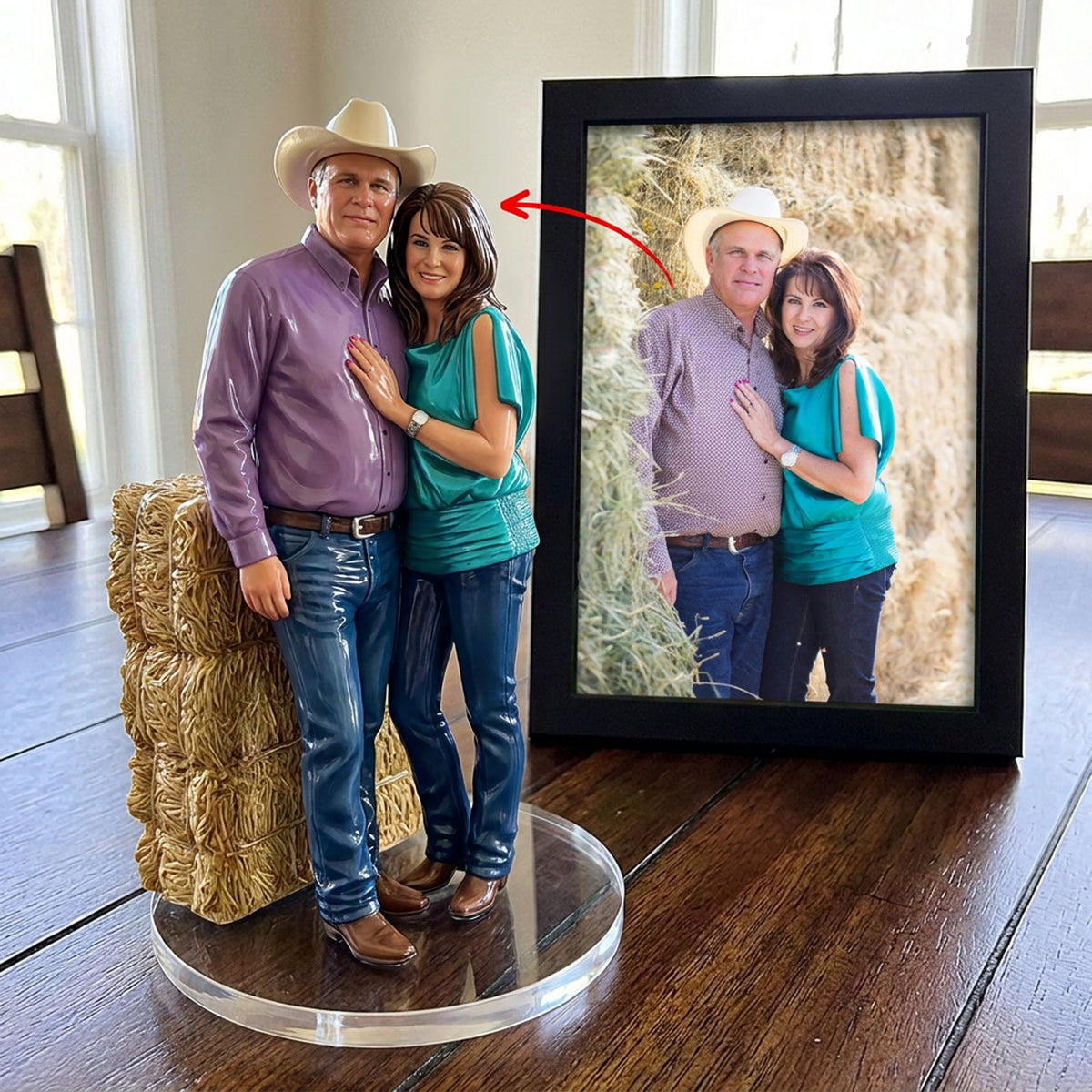 Custom Couple Memorial Figurine From Photo, Personalized 3D Printed Sculpture, Romantic Couple Memorial Gift, Wedding Anniversary Keepsake
