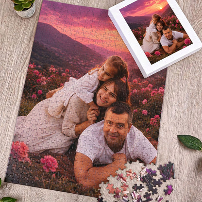 Custom Photo Puzzle from Your Picture, 300-1000 Pieces Personalized Jigsaw Puzzle, Couple Portrait, Family Christmas Gifts