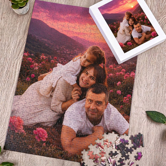 Custom Photo Puzzle from Your Picture, 300-1000 Pieces Personalized Jigsaw Puzzle, Couple Portrait, Family Christmas Gifts
