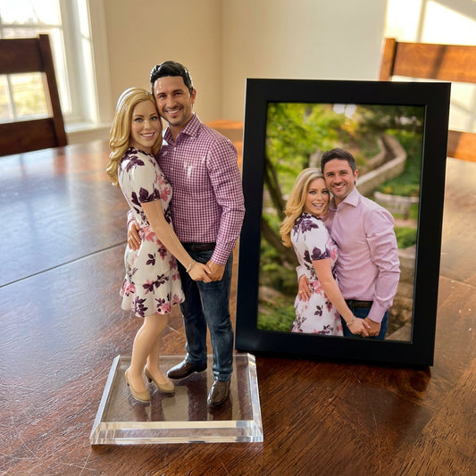 Custom Couple Memorial Figurine From Photo, Personalized 3D Printed Sculpture, Romantic Couple Memorial Gift, Wedding Anniversary Keepsake