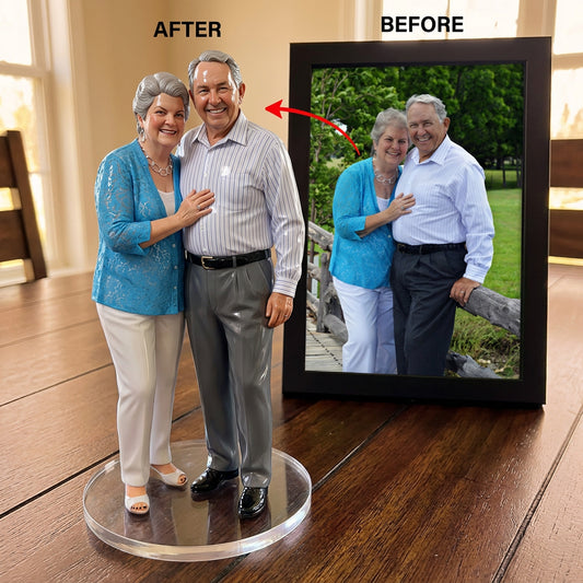 Custom Couple Memorial Figurine From Photo, Personalized 3D Printed Couple Statue, Memorial Gift for Mom Dad, Parents Anniversary Keepsake