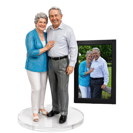 Custom Couple Memorial Figurine From Photo, Personalized 3D Portrait Sculpture, Husband Wife Memorial Gift, Anniversary Wedding Keepsake