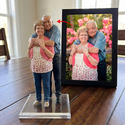 Custom Couple Memorial Figurine From Photo, Personalized 3D Portrait Sculpture, Husband Wife Memorial Gift, Anniversary Wedding Keepsake